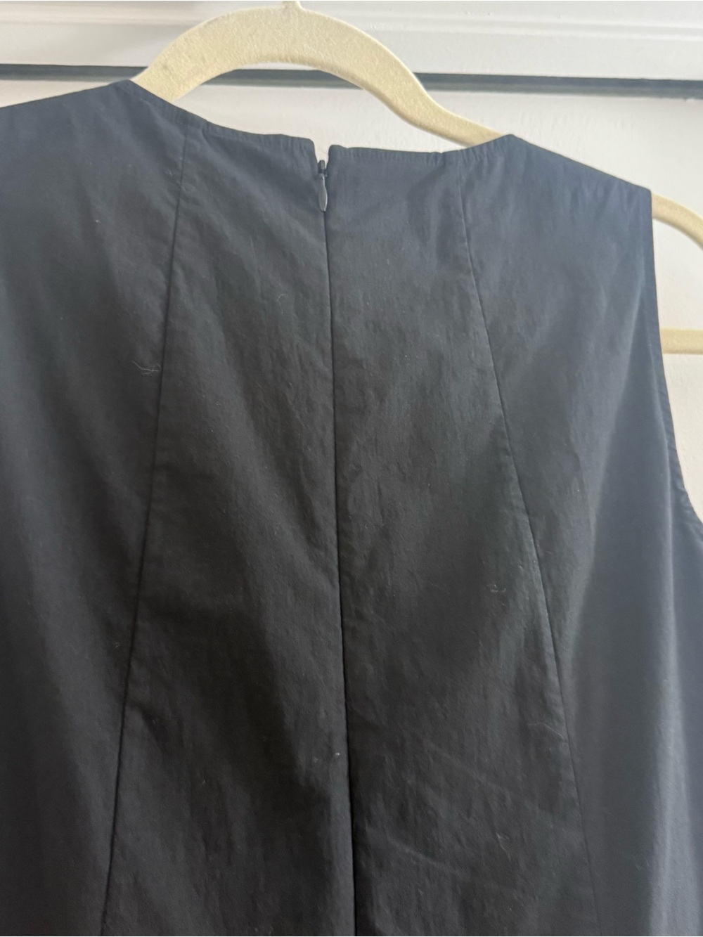 COS Waisted Pleated Sleeveless Midi Dress Black High Low Hem Small Minimalist - Picture 11 of 11